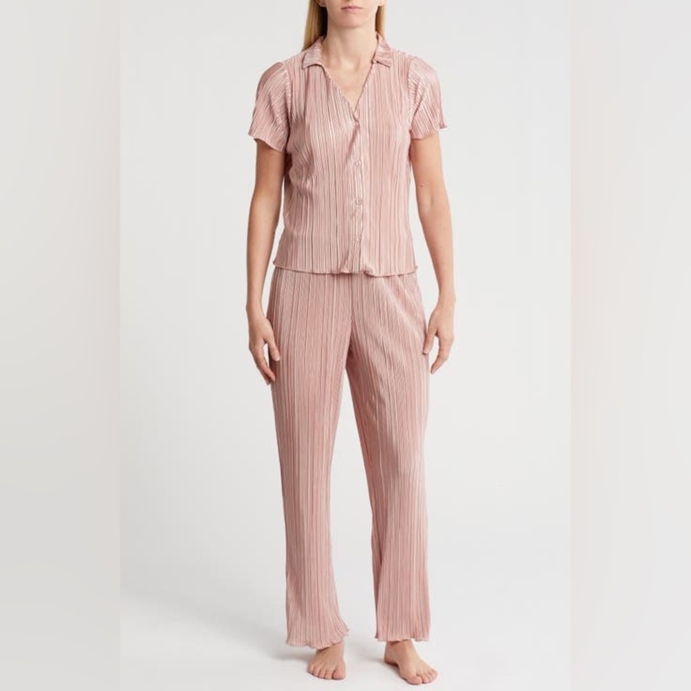 Danskin plisse rose gold satin pajama set